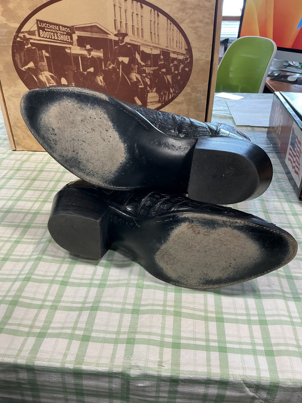 Cowboy Boots – Lucchese Classics, Black Hornback Caiman Tail, Size 13 | Used, Very Good