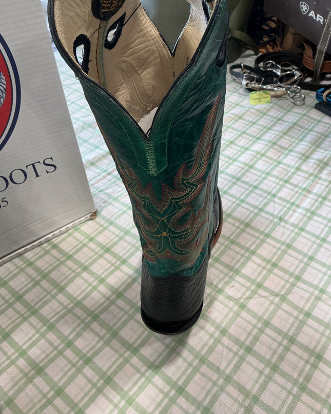 cowboy boots green leather hondo boots