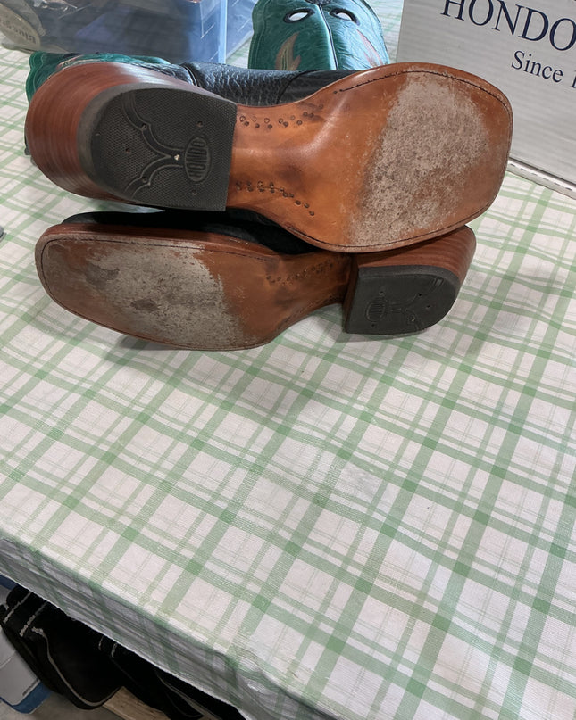 cowboy boots green leather hondo boots