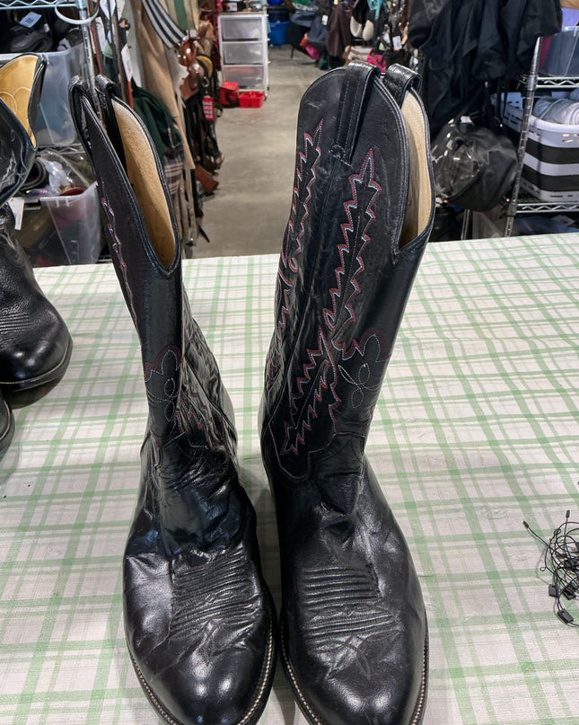 cowboy boots black pan handlers slim 13"