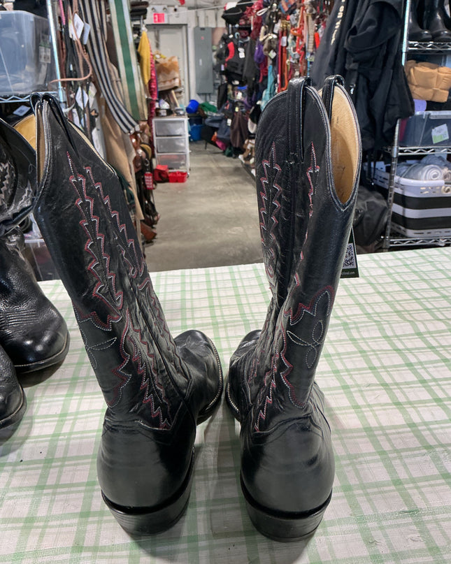 cowboy boots black pan handlers slim 13"