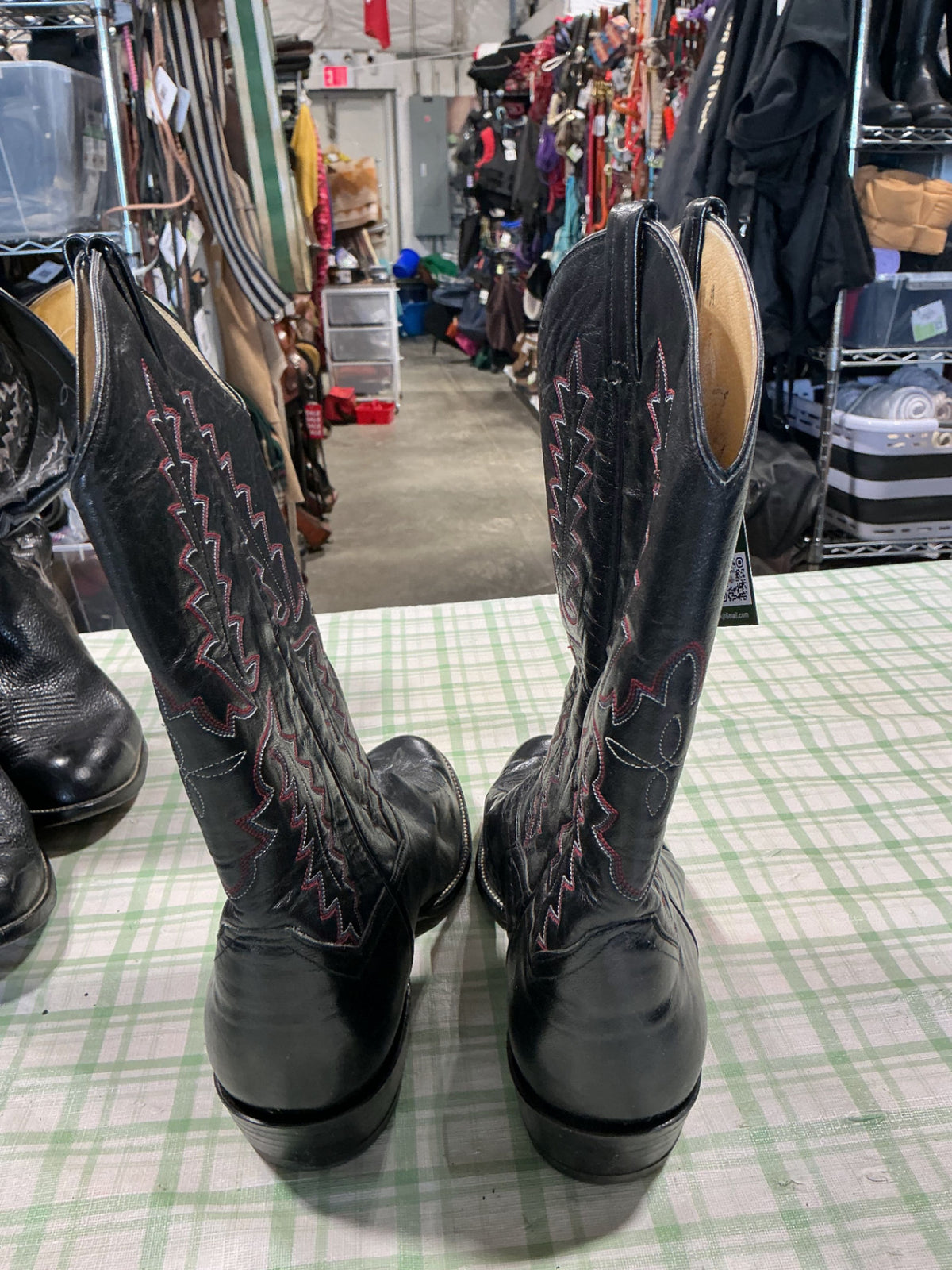 cowboy boots black pan handlers slim 13"