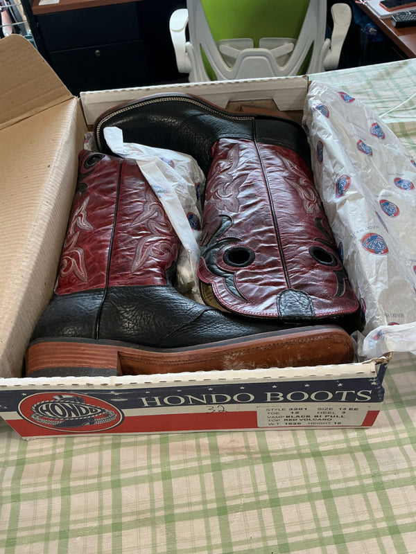 Cowboy Boots – Hondo, Black & Red Volcano, 13EE | Used, Very Good