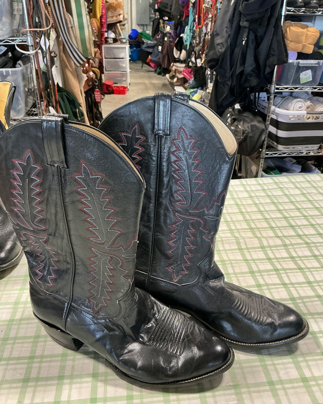 cowboy boots black pan handlers slim 13"
