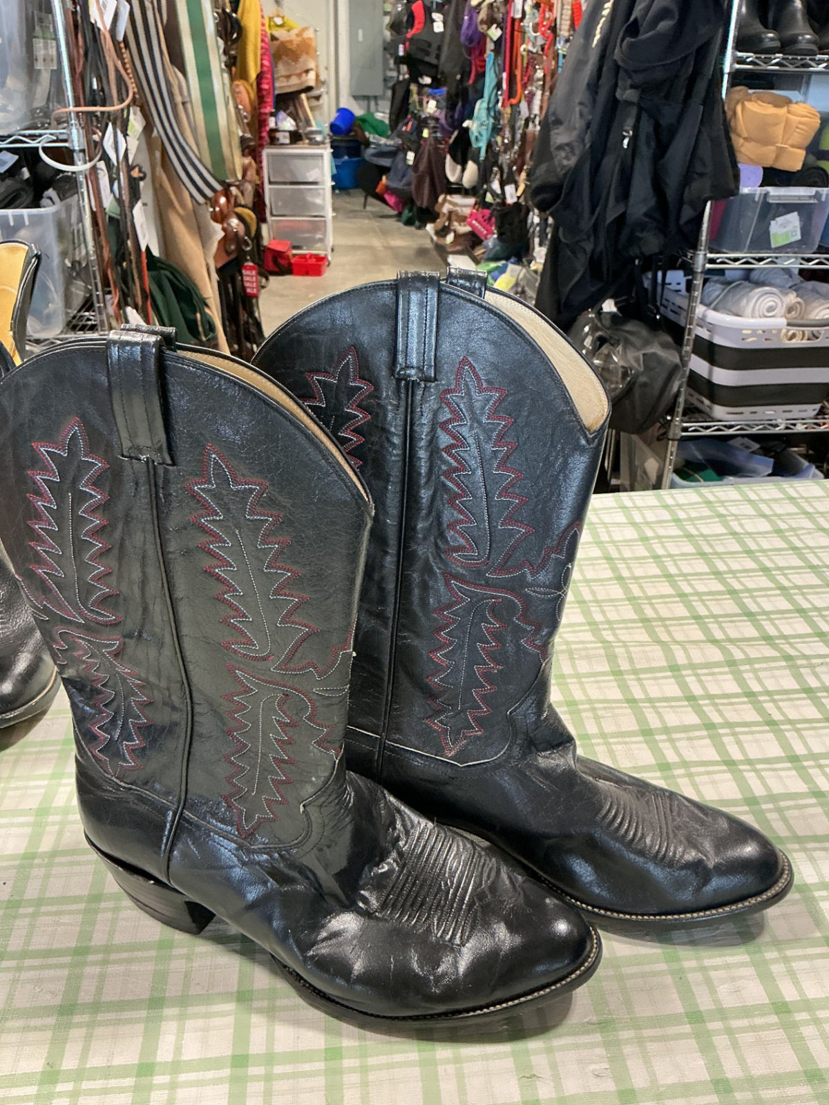 cowboy boots black pan handlers slim 13"