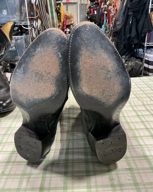 cowboy boots black pan handlers slim 13"
