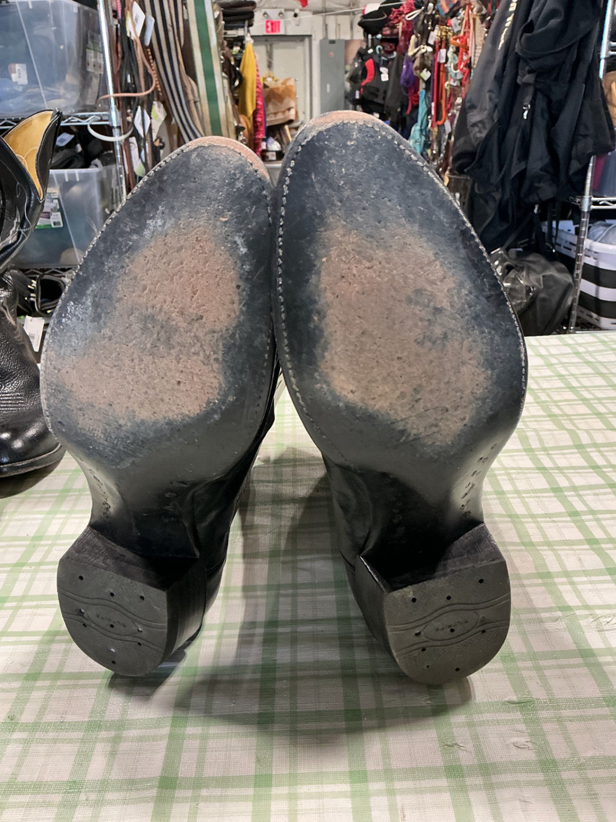 cowboy boots black pan handlers slim 13"