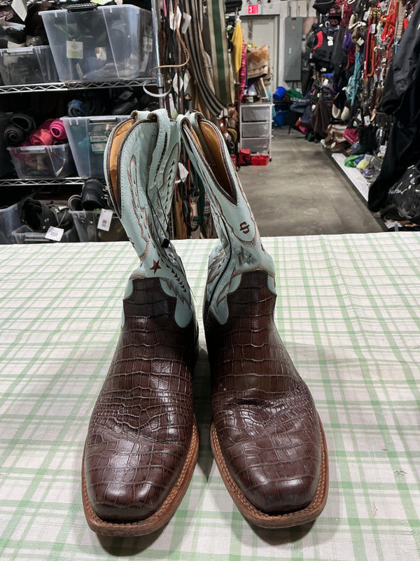 Cowboy Boots – Stetson, Brown & Blue Leather, 13EE | Used, Very Good