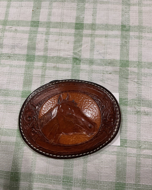 belt buckle leather horse brown 