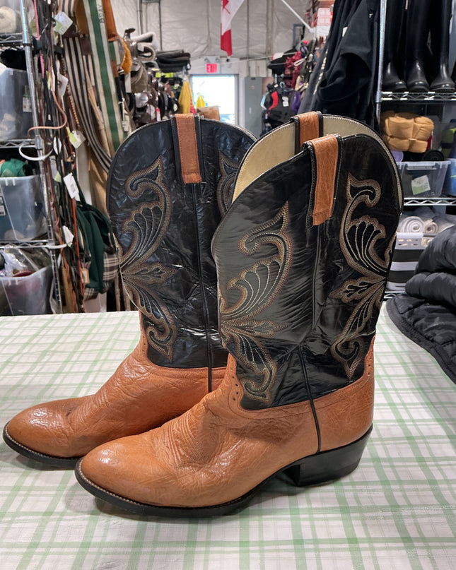 cowboy boots orange and black leather 12EE