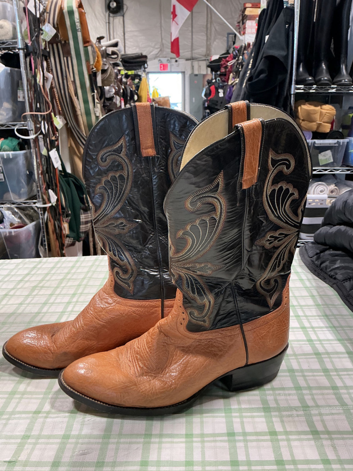 cowboy boots orange and black leather 12EE