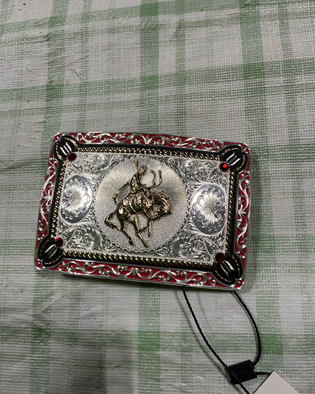 belt buckle gold bronc