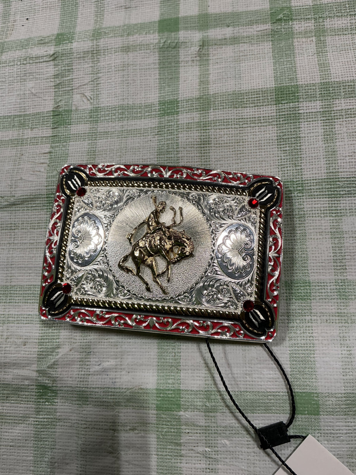 belt buckle gold bronc
