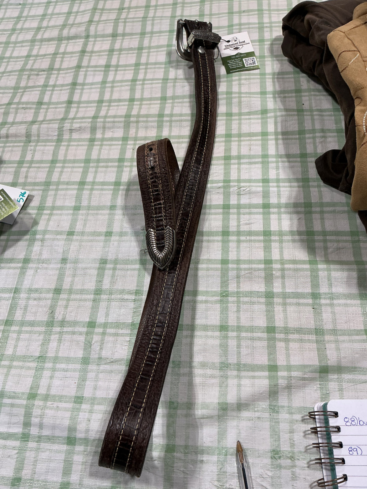 belt leather design on metal
