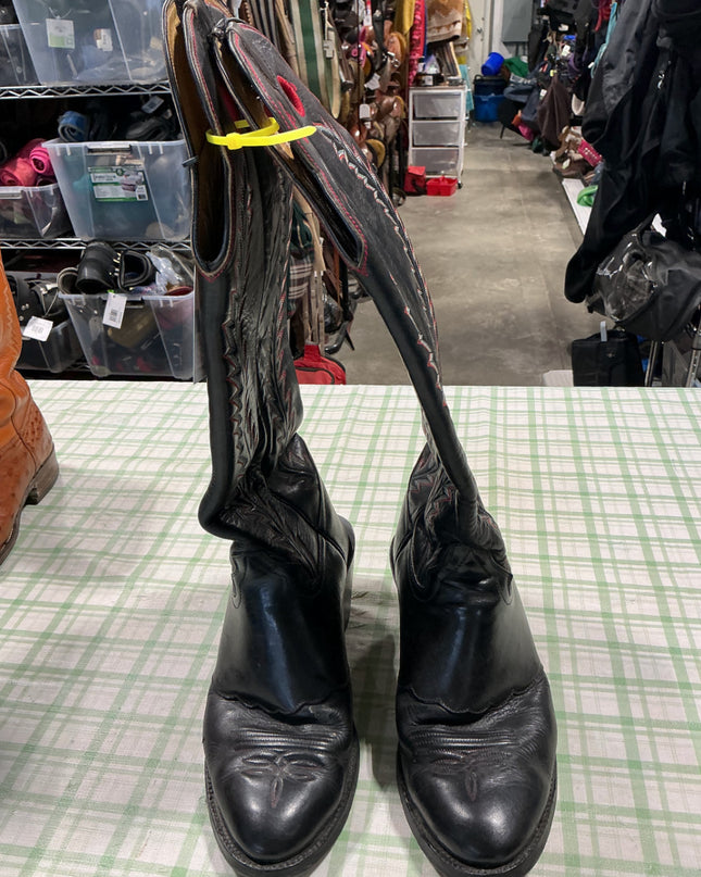 cowboy boots black leather guessing 12-13"
