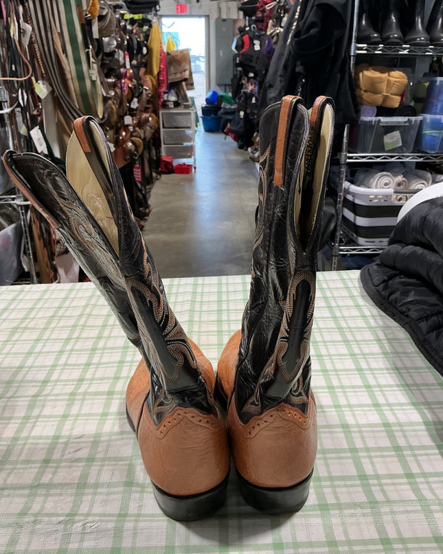 cowboy boots orange and black leather 12EE
