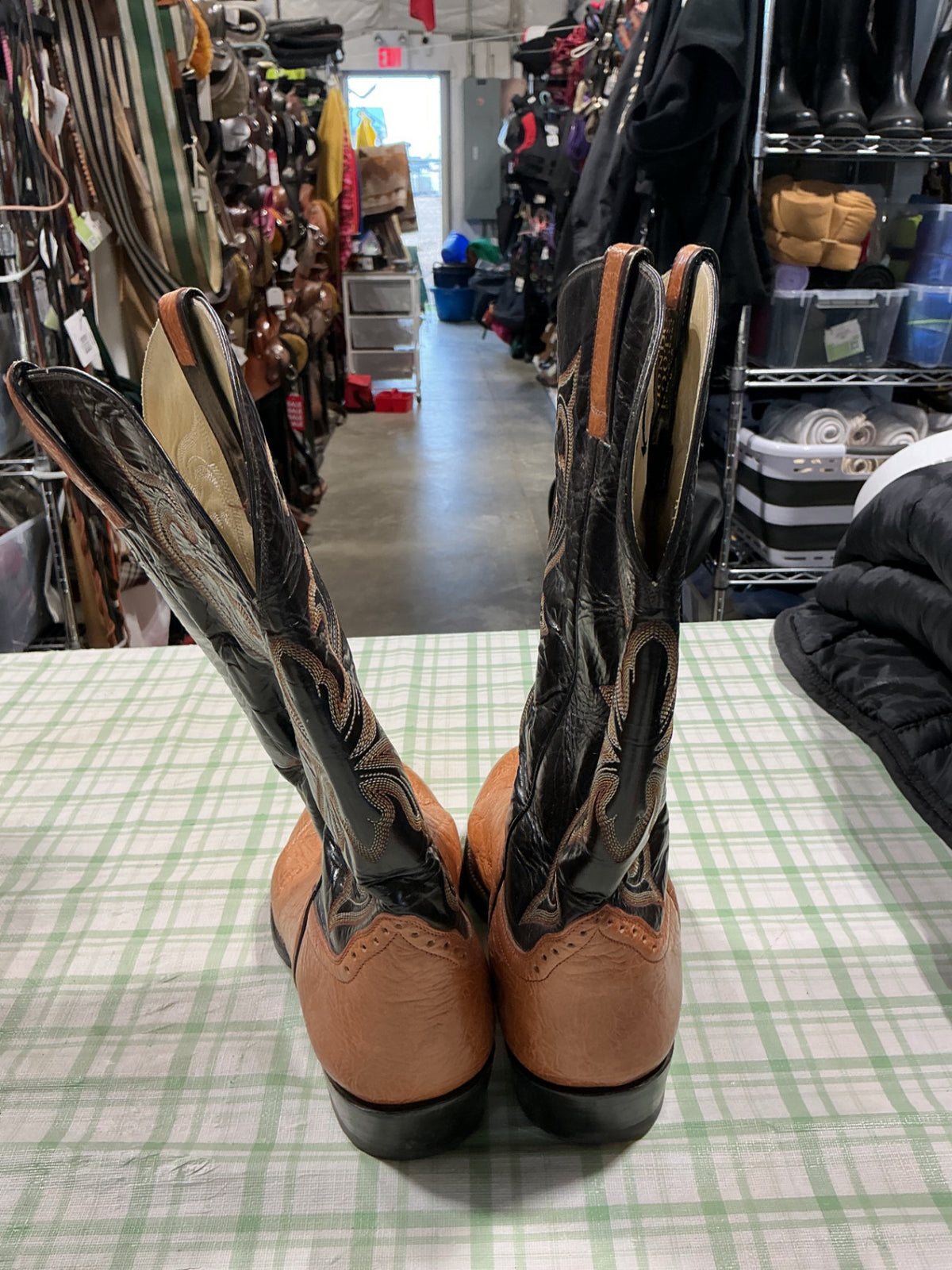 cowboy boots orange and black leather 12EE