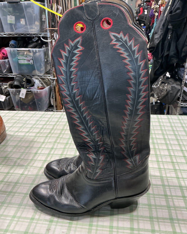 cowboy boots black leather guessing 12-13"