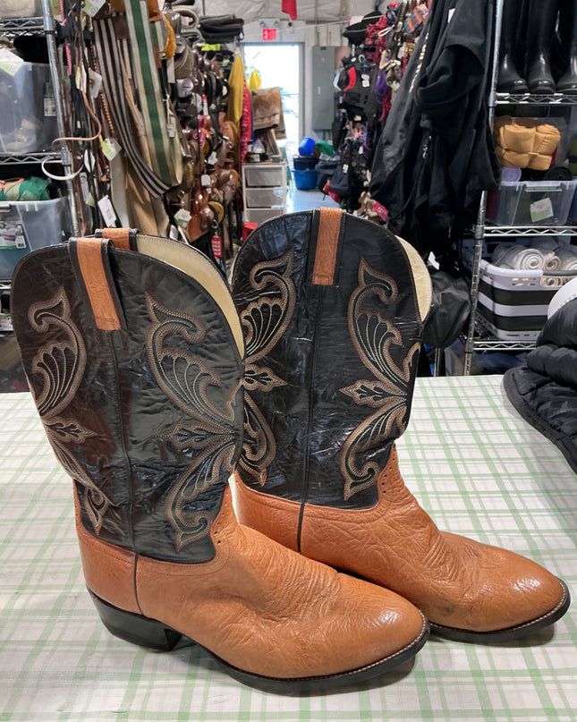 cowboy boots orange and black leather 12EE