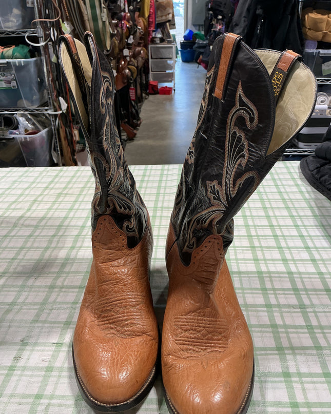cowboy boots orange and black leather 12EE