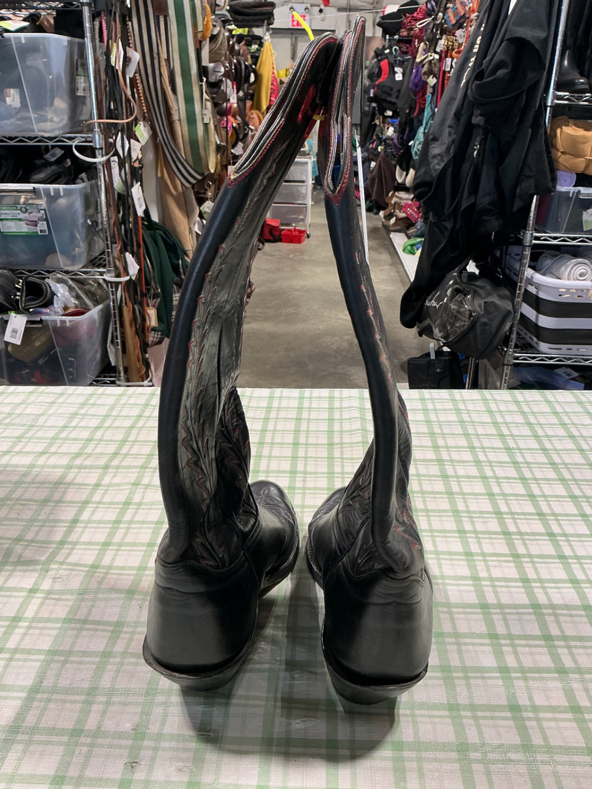 cowboy boots black leather guessing 12-13"