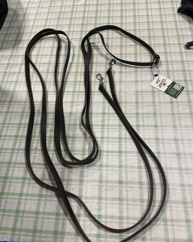 long reins brown leather 