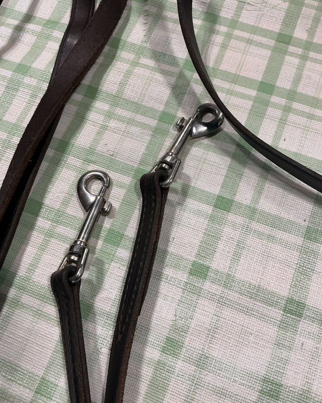 long reins brown leather 