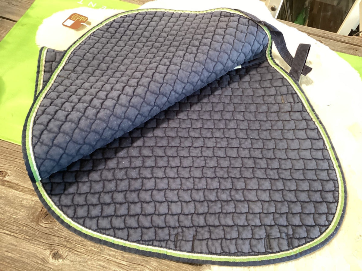 English 1/2 Saddle Pad – Quilted, Green with White Trim | Used