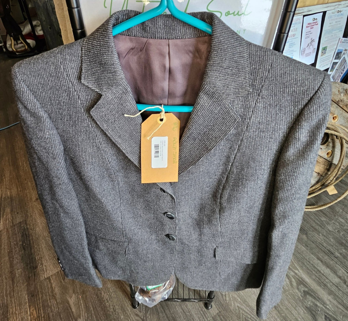 English Show Jacket – Classic 100, Grey Wool, Adult Small | Used