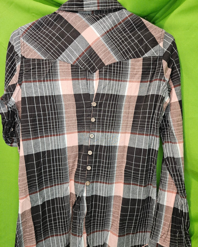 Western Shirt – Cruel Girl, Black/Grey/Pink Stripe, Medium | Used