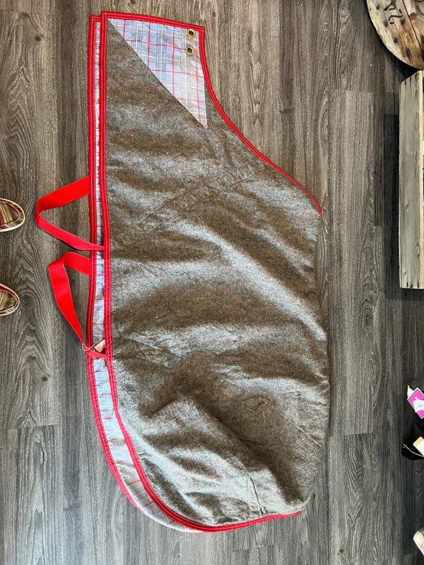 Winter Blanket – Blue/Red Plaid, Size 60 (Runs Small, Repaired) | Used