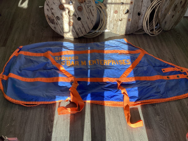 Stable Sheet – Heavy Cotton, Blue with Orange Trim, 80 (Well Loved) | Used