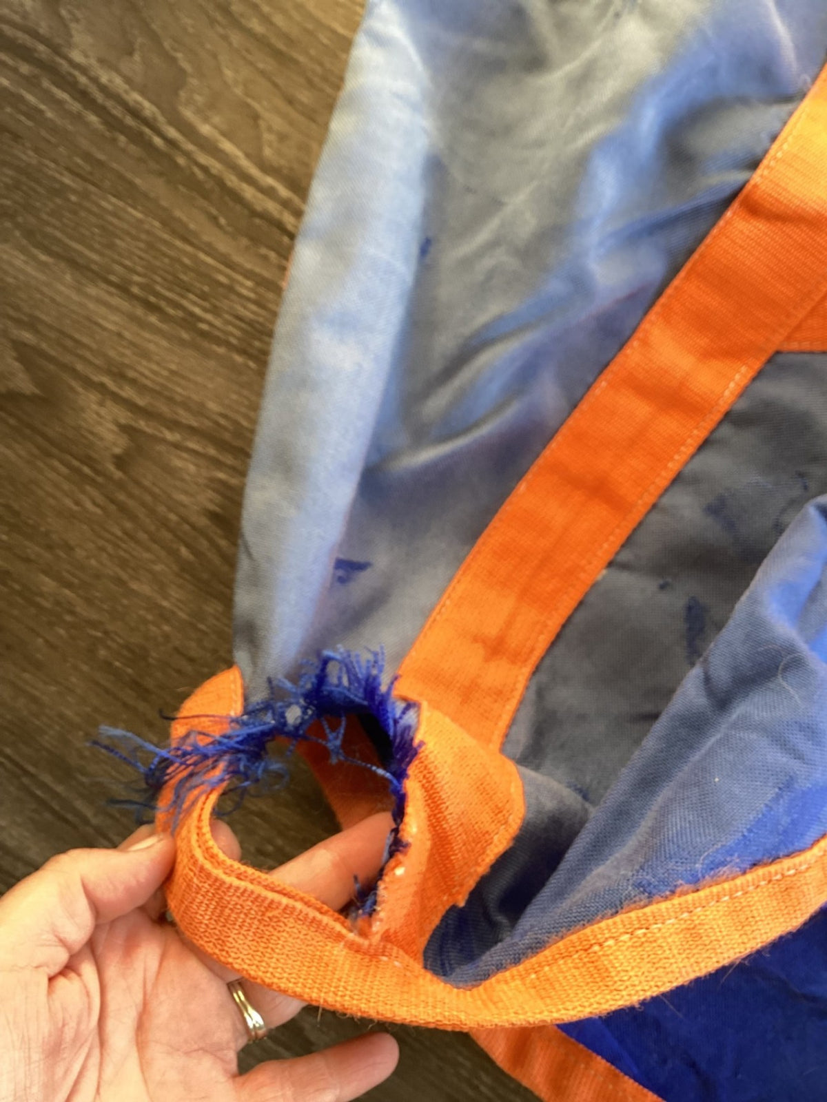 Stable Sheet – Heavy Cotton, Blue with Orange Trim, 80 (Well Loved) | Used