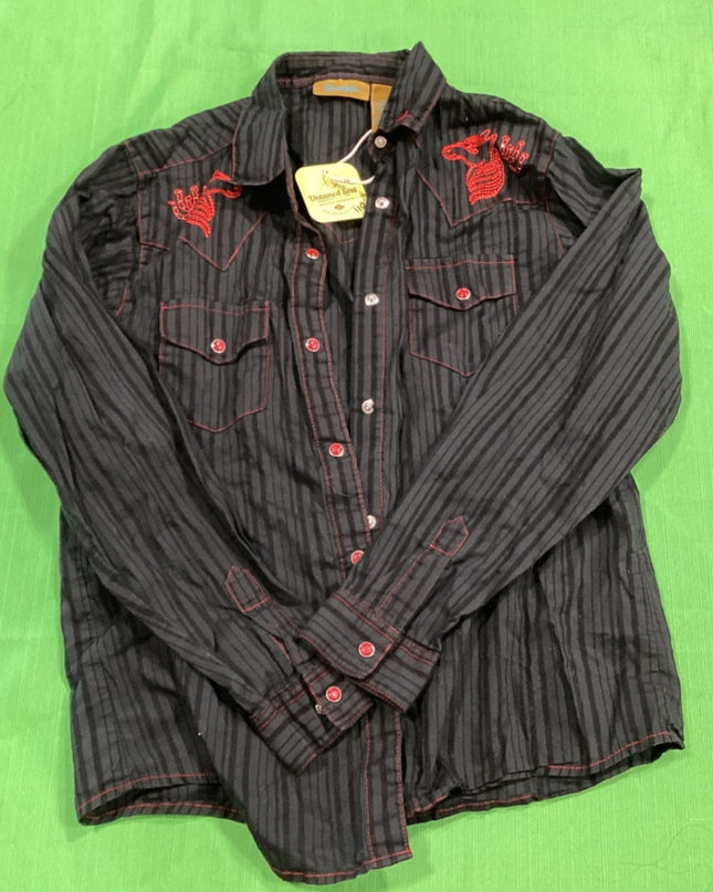 Western Shirt – Black with Red Stitching, Small | Used
