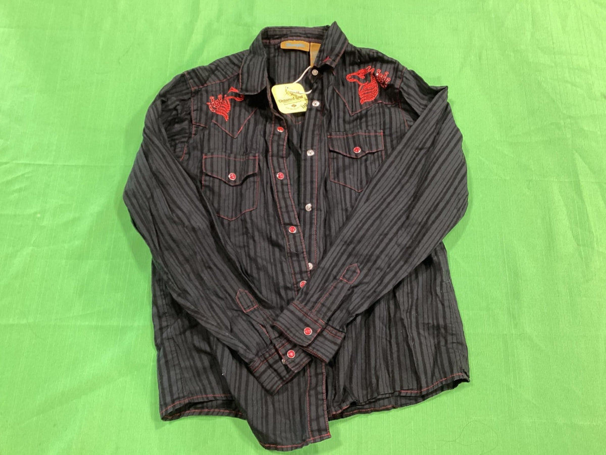 Western Shirt – Black with Red Stitching, Small | Used