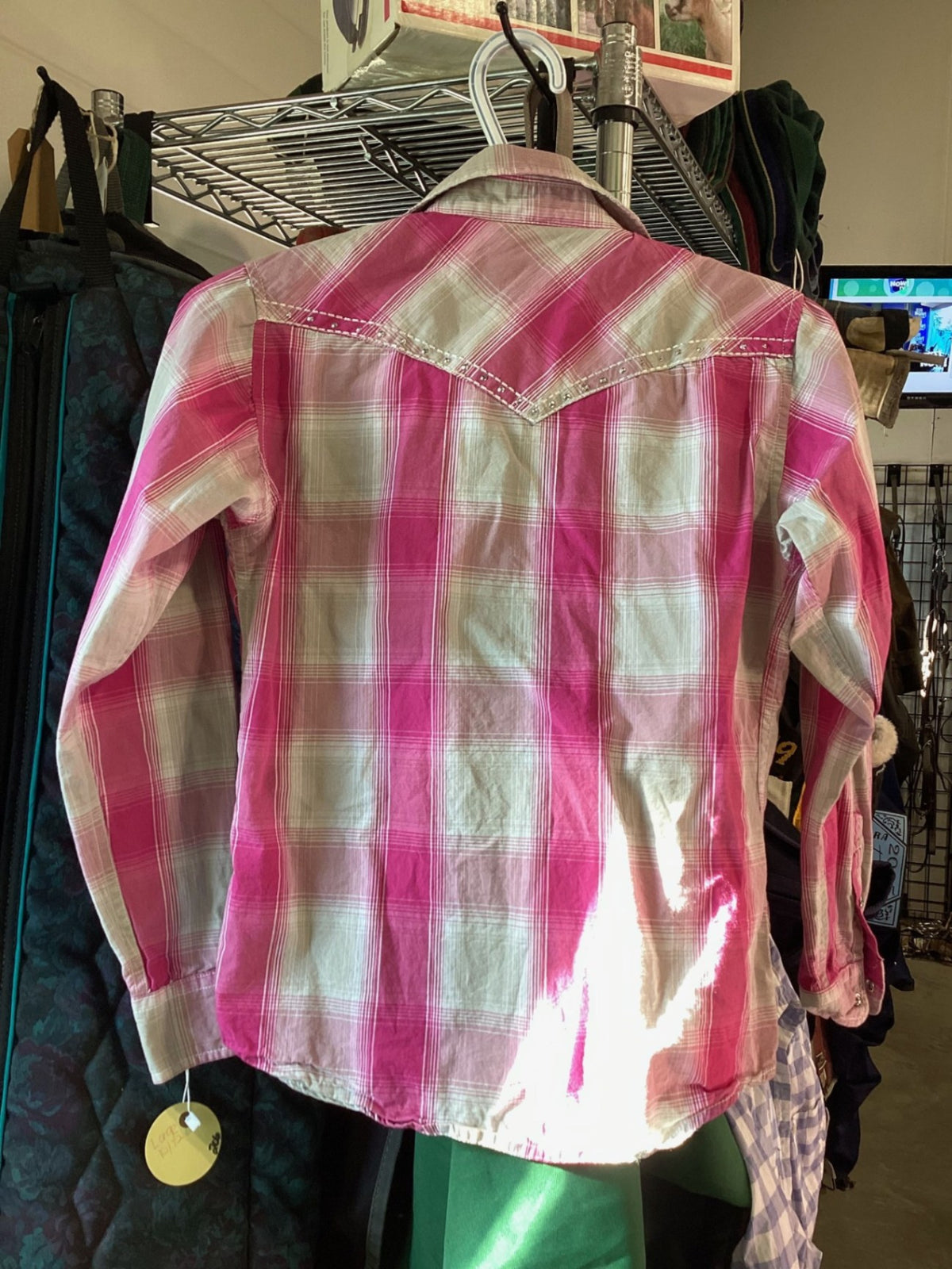 Western Shirt – Cowgirl Hardware Kids, Pink/White, L (10/12) | Used