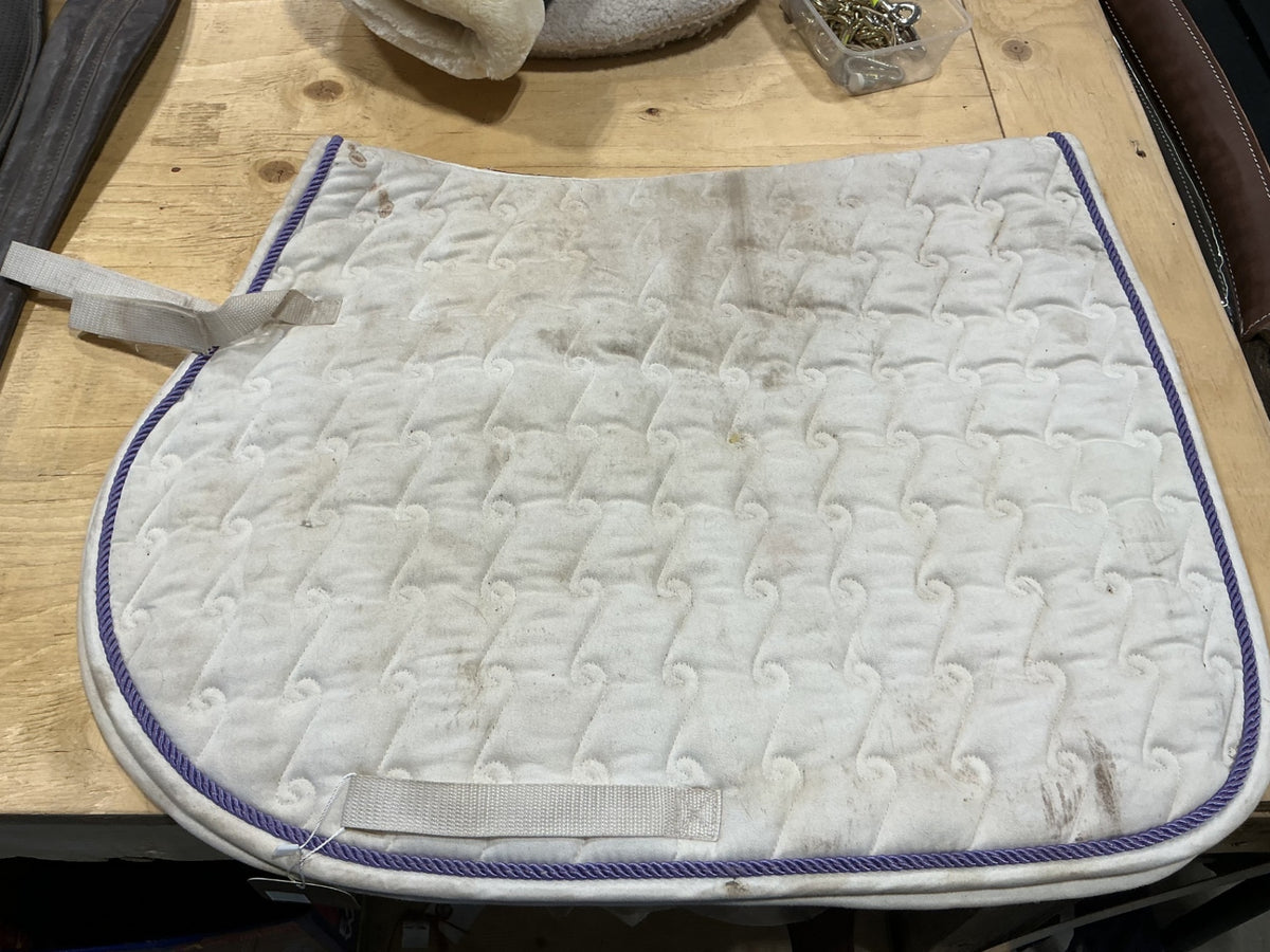 English Saddle Pad – White with Purple Trim, Full | Used