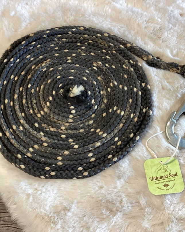 Lunge Line – Black/White Nylon with Clip | Used
