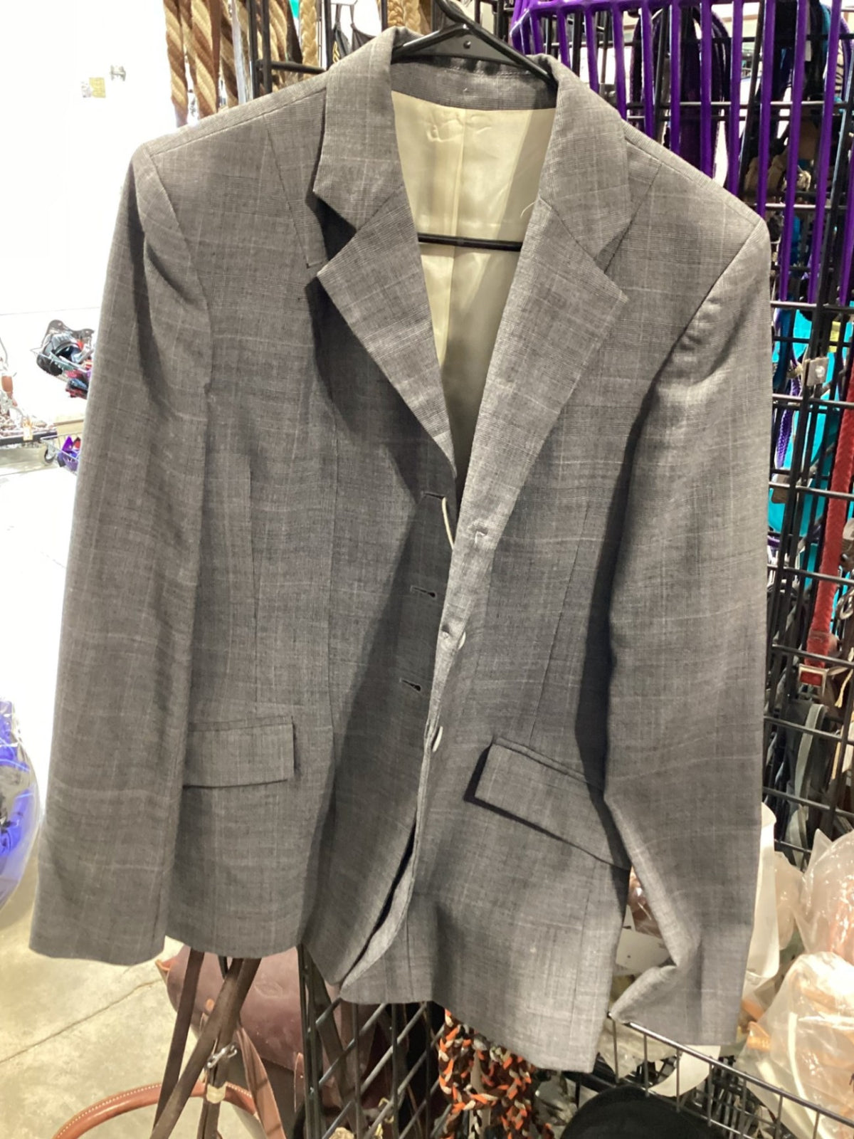 English Show Jacket – Hunt Coat, Brown Plaid, 14 (Minor Snags) | Used