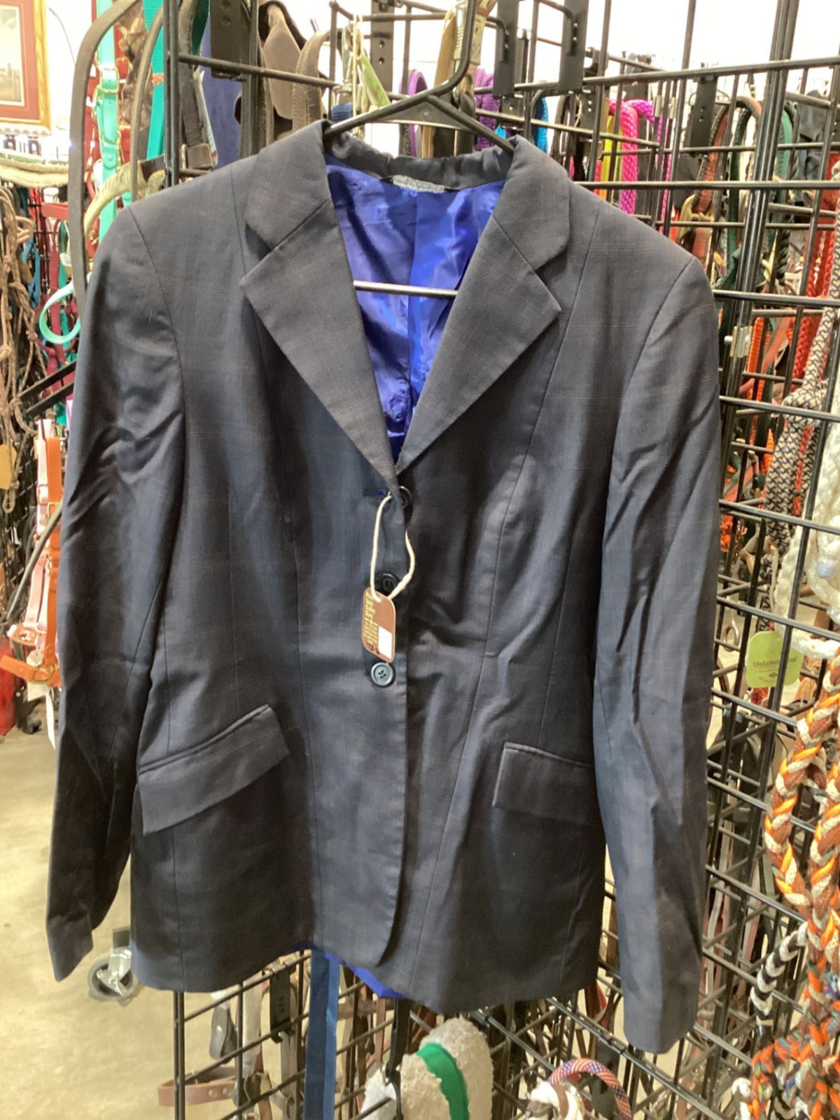 English Show Jacket – Elite Signature, Blue Plaid, 12T | Used, Very Good
