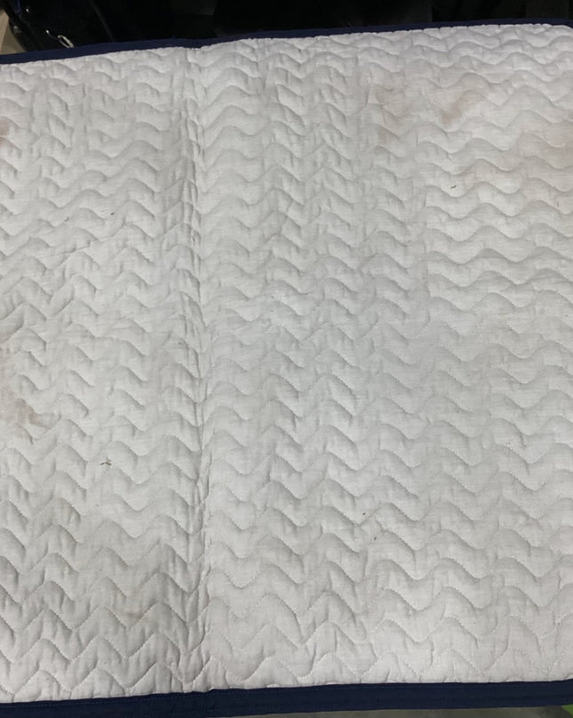 English Saddle Pad – Millers Roma, Quilted White, Green/Blue Trim | Used