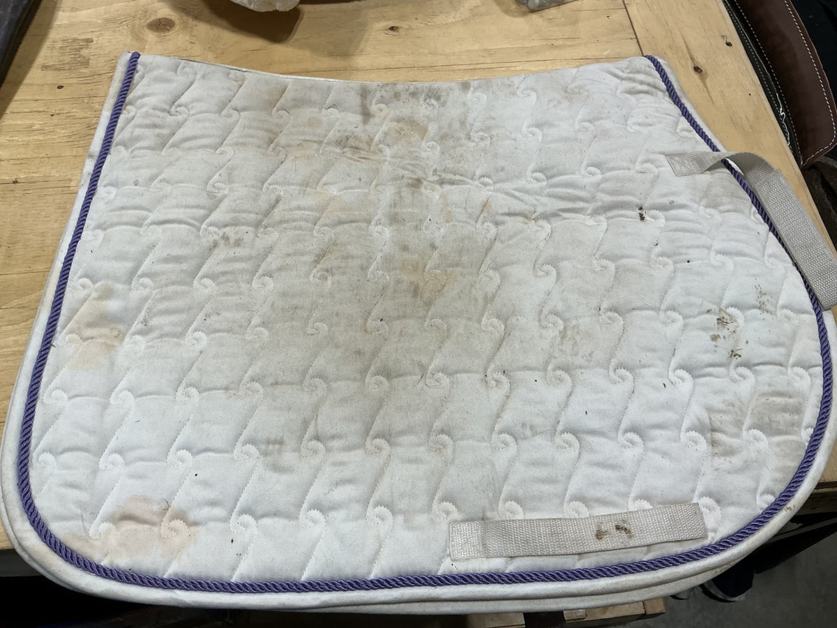 English Saddle Pad – White with Purple Trim, Full | Used