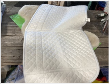 English Saddle Pad – Equestrian Stockholm Dressage, White/Black Stripe, Full | Used