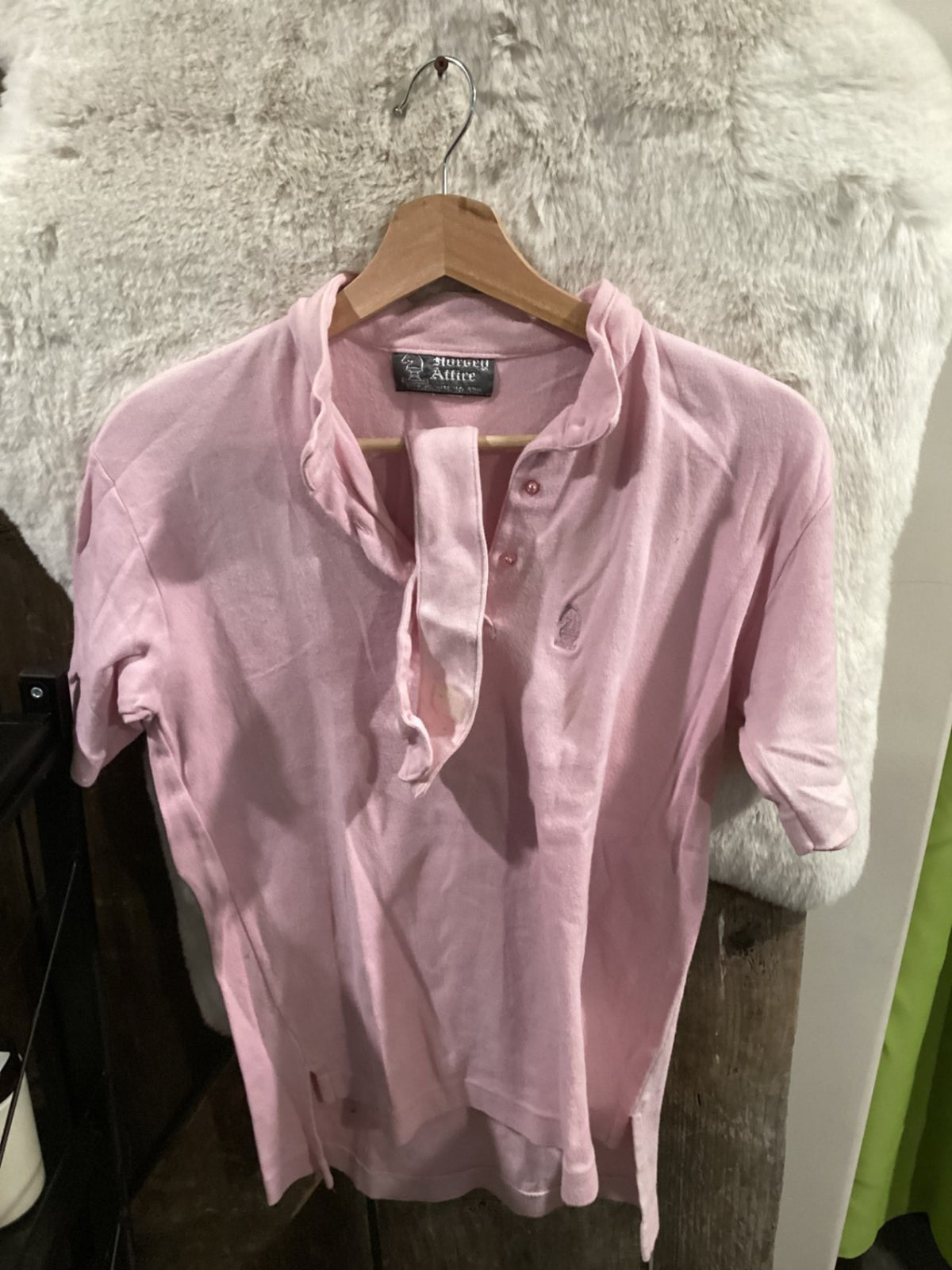 English Shirt – Horsey Attire, Pink with Choker, Small | Used
