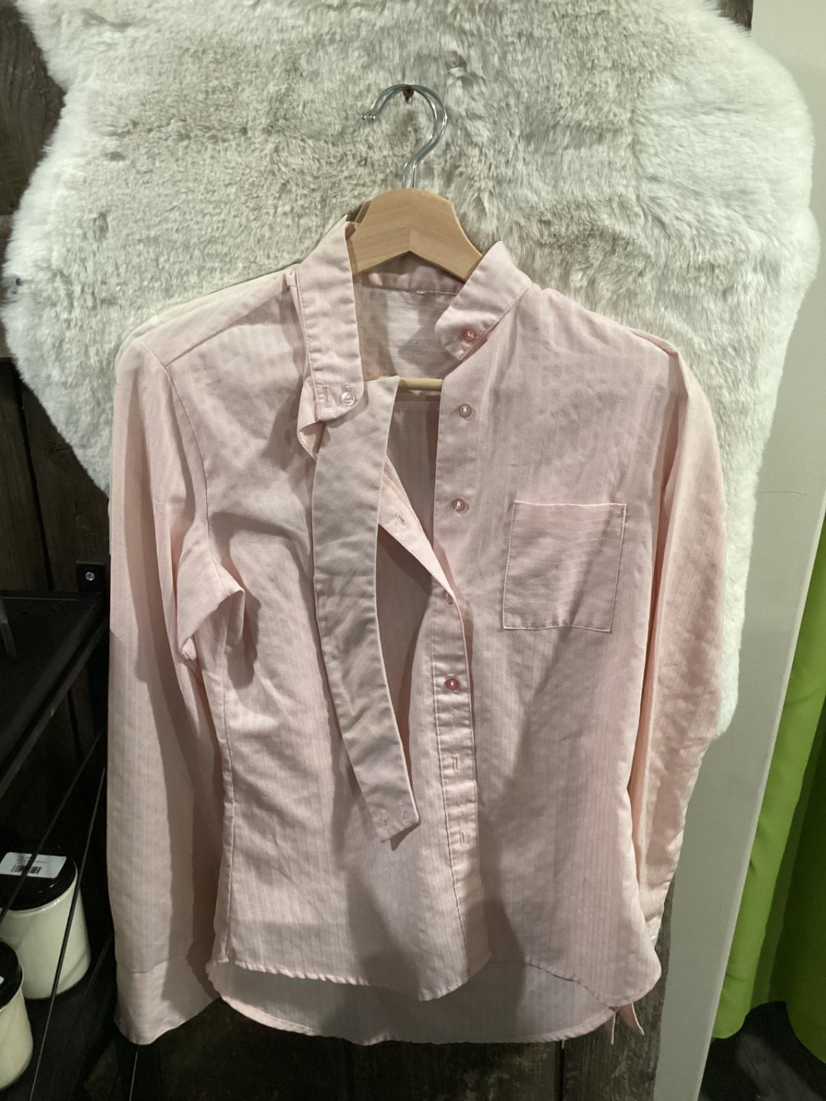 English Show Shirt – Top Call, Pink with Choker, Small | Used