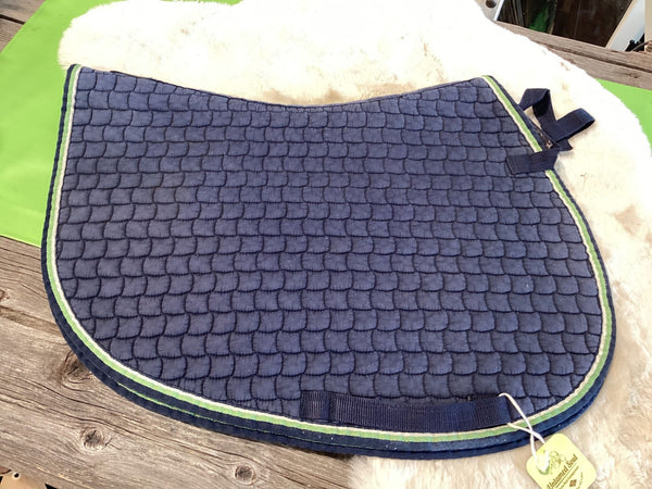 English 1/2 Saddle Pad – Quilted, Green with White Trim | Used