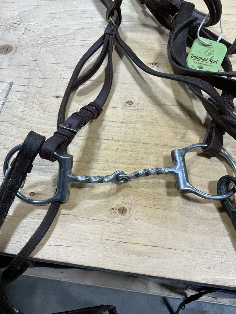 English Bridle – with Twisted Snaffle 5" (Rein Braiding Needs Repair) | Used