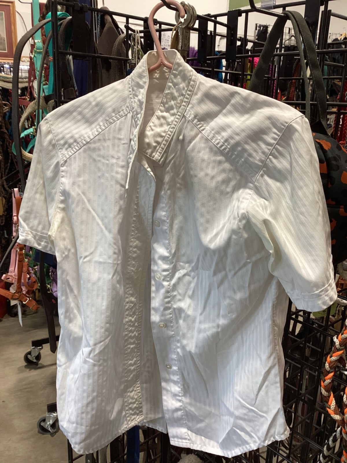 English Show Shirt – White, Sleeveless, Small | Used