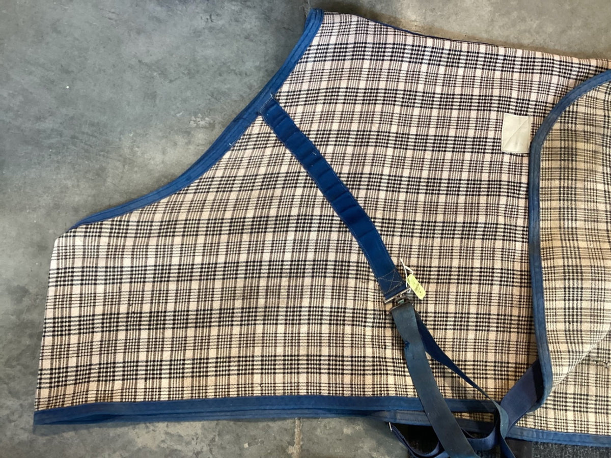 Stable Sheet – Brown/Blue Plaid, 69" (Patched) | Used