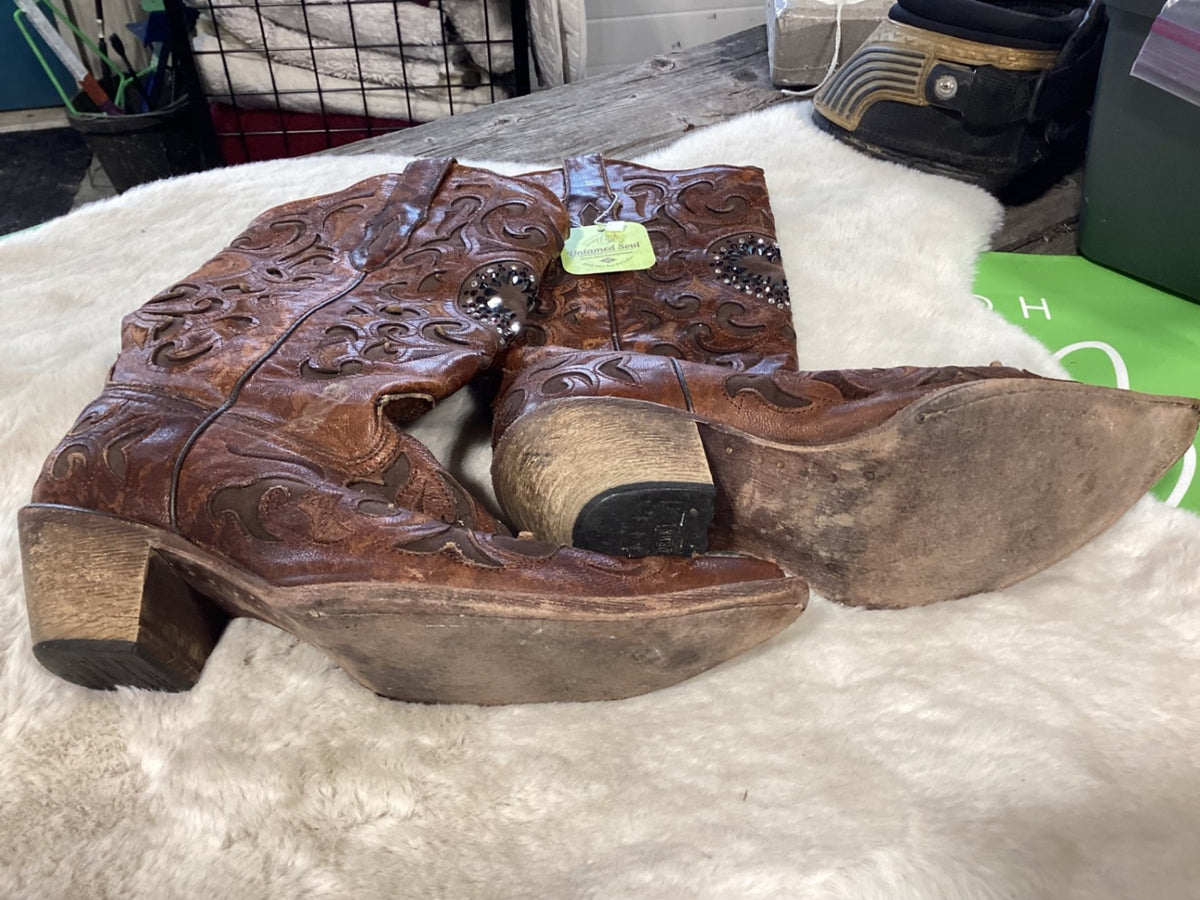 Cowboy Boots – Heart Bling, Size 10 | Used